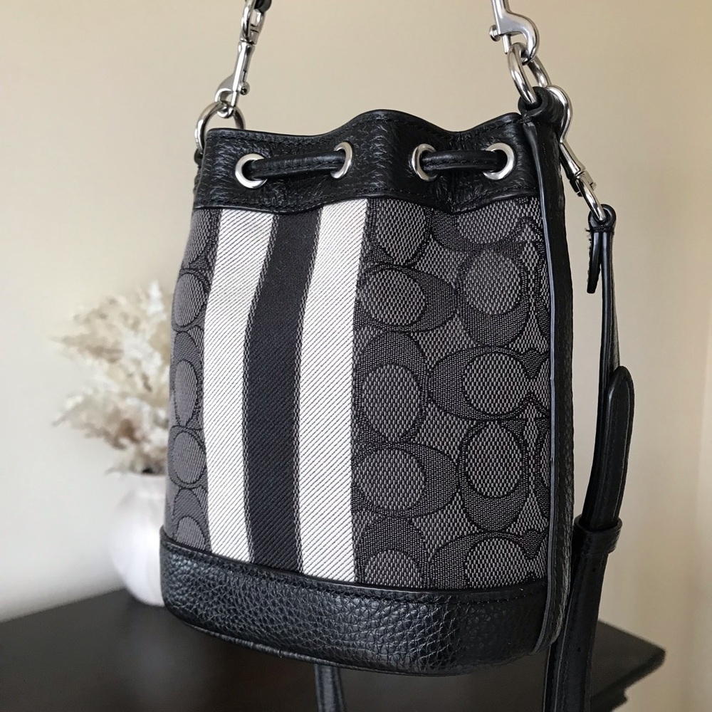Coach Mini Dempsey Signature Bucket Crossbody Bag, Jacquard / Leather C8322 - Picture 6 of 16